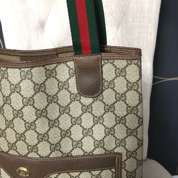 Gucci authentic brown monogram coated canvas tote bag - Picture 8 of 15